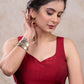 Trendy maroon cotton silk sleeveless blouse