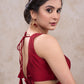 Trendy maroon cotton silk sleeveless blouse