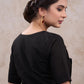 Classy black cotton top style overlap patterned bloluse