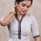 Stylish white cotton ikat combination blouse