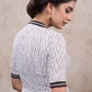 Stylish white cotton ikat combination blouse