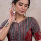 Trendy maroon cotton ajrakh combination blouse