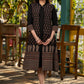 Elegant Black cotton dress with stylish ajrakh long shrug