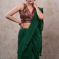 Elegant green & red brocade sleeveless blouse