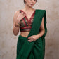 Elegant green & red brocade sleeveless blouse