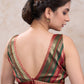 Elegant green & red brocade sleeveless blouse