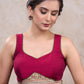 Exclusive dark pink cotton silk blouse with madhubani combination