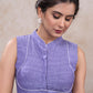 Subtle lilac cotton high neck blouse with mandarin collar