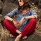 Indigo mix & match top with necklace embroidery- Pant optional