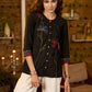 Trendy Black cotton top with floral applique work -Pant optional