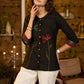 Trendy Black cotton top with floral applique work -Pant optional