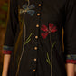 Trendy Black cotton top with floral applique work -Pant optional