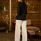 Trendy Black cotton top with floral applique work -Pant optional