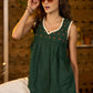 Sleeveless forest green top with embroidery-Pant optional