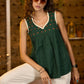 Sleeveless forest green top with embroidery-Pant optional