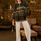 Black & Mustard ikat tiered top with front tie-ups - Pant optional