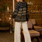 Black & Mustard ikat tiered top with front tie-ups - Pant optional