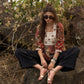 Stylish Printed kantha top  with off white embroidered yoke - pant optional