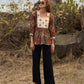 Stylish Printed kantha top  with off white embroidered yoke - pant optional