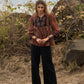 Smart Black & Red striped top with applique work on yoke - Pant Optional