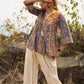 Elegant Brown & Blue block printed top with front tie-ups - pant Optional