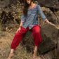 Indigo mix & match top with necklace embroidery- Pant optional