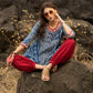 Indigo mix & match top with necklace embroidery- Pant optional