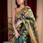 Exclusive pure tusser silk hand painted kalamkari design saree