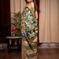 Exclusive pure tusser silk hand painted kalamkari design saree