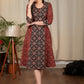 Black & maroon combination one piece Ajrakh cotton dress