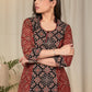 Black & maroon combination one piece Ajrakh cotton dress