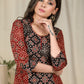 Black & maroon combination one piece Ajrakh cotton dress