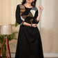 Black cotton dress with exclusive Ajrakh patch work