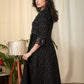 Exclusive black ikat one piece cotton dress with Ajrakh details