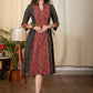 Striped Ajrakh one piece cotton dress with maroon Ajrakh combination