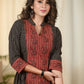 Striped Ajrakh one piece cotton dress with maroon Ajrakh combination