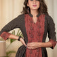 Striped Ajrakh one piece cotton dress with maroon Ajrakh combination