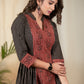 Striped Ajrakh one piece cotton dress with maroon Ajrakh combination