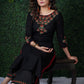 Black  Cotton Kurta with embroidery on yoke & sleeves  with Pant and Dupatta