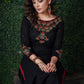 Black  Cotton Kurta with embroidery on yoke & sleeves  with Pant and Dupatta