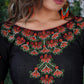 Black  Cotton Kurta with embroidery on yoke & sleeves  with Pant and Dupatta