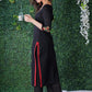 Black  Cotton Kurta with embroidery on yoke & sleeves  with Pant and Dupatta