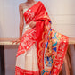 Exclusive pure silk handpainted red saree