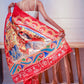 Exclusive pure silk handpainted red saree