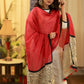 Red Chanderi Dupatta With Madhubani work and Tassles