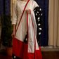 White Chanderi and Ikat Combination Dupatta