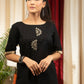 Black cotton top with exclusive hand embroidered mirror work motifs