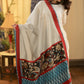 Grey Chanderi Dupatta with Handpainted Kalamkari and Ikat Border