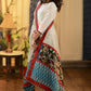 Grey Chanderi Dupatta with Handpainted Kalamkari and Ikat Border