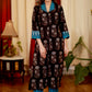 Straight Cut Cotton Ajrakh Kurta with Ikat Collars and Sleeves